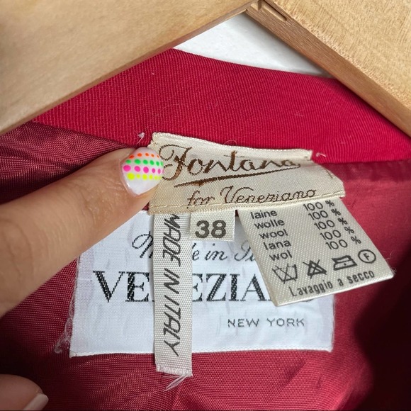 Fontana Veneziano Vintage Wool Blazer Jacket Button Down Red Coat - Picture 7 of 10
